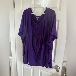Woman Within Short Sleeve Pintuck Henley Tunic - Size 5X (36/38)